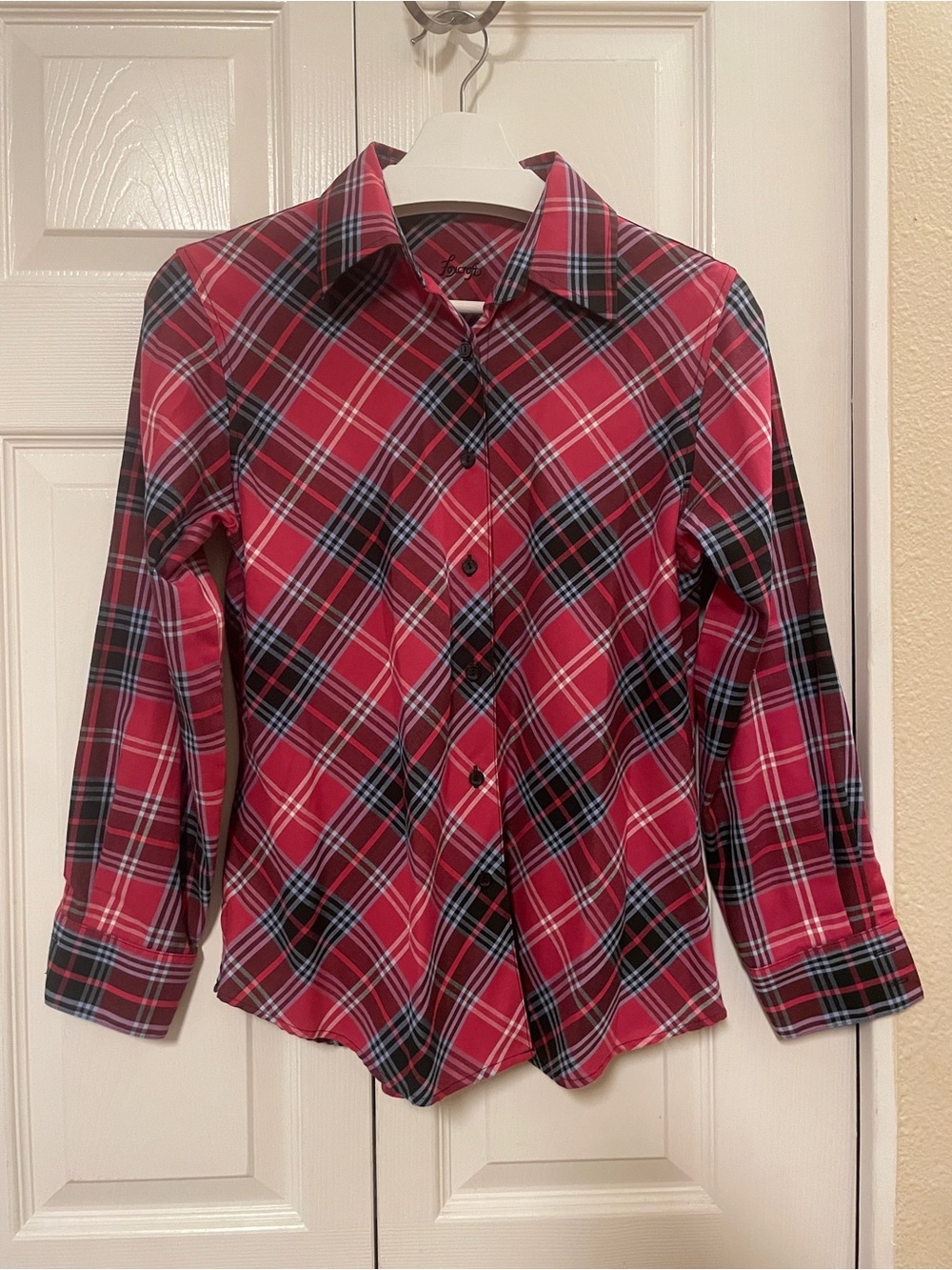 Foxcroft Women’s Ava Non-Iron wrinkle resistant Holiday Plaid Shirt Size Small